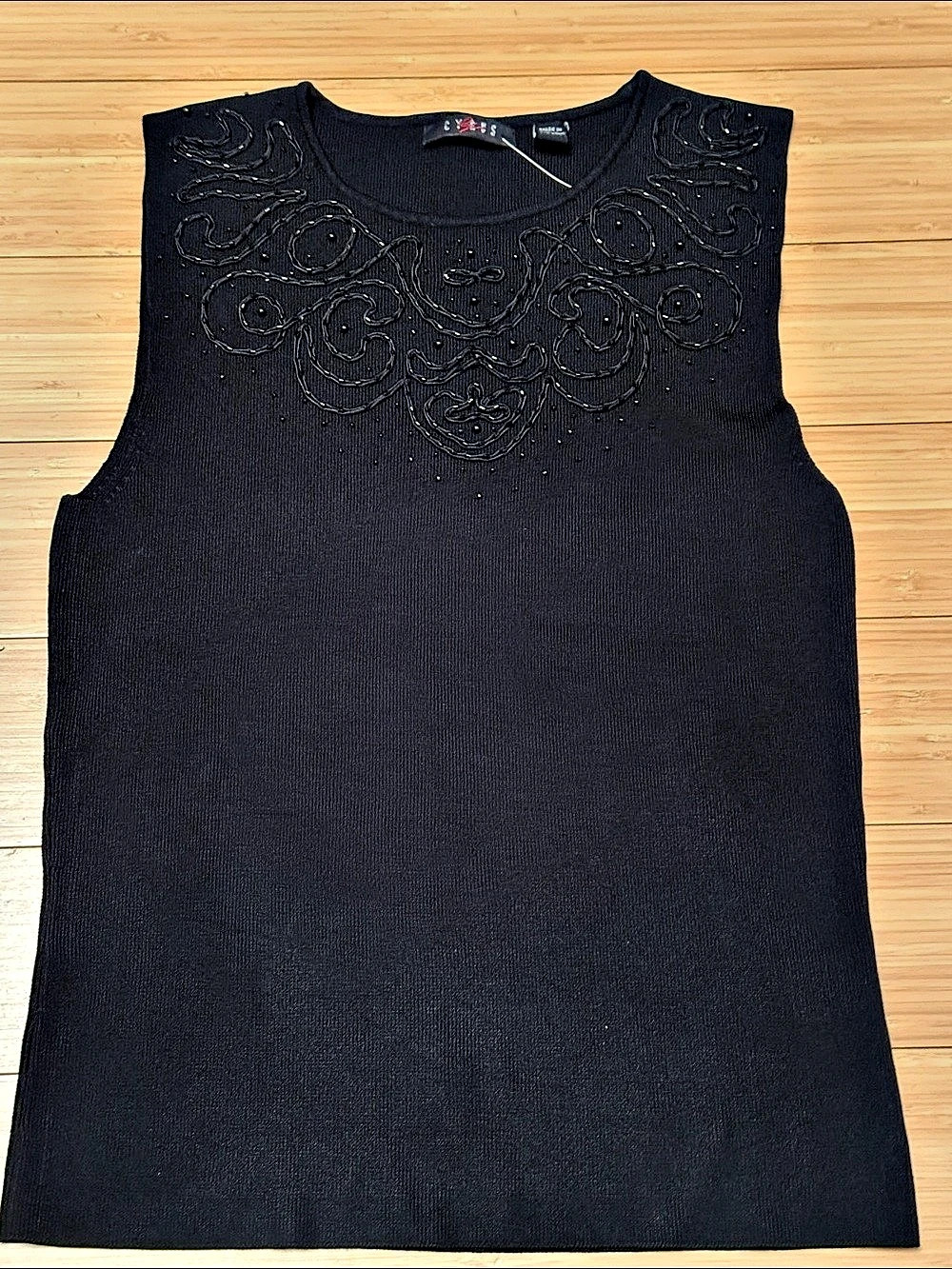 Cyrus Black Embellished Sleeveless Top Size Medium